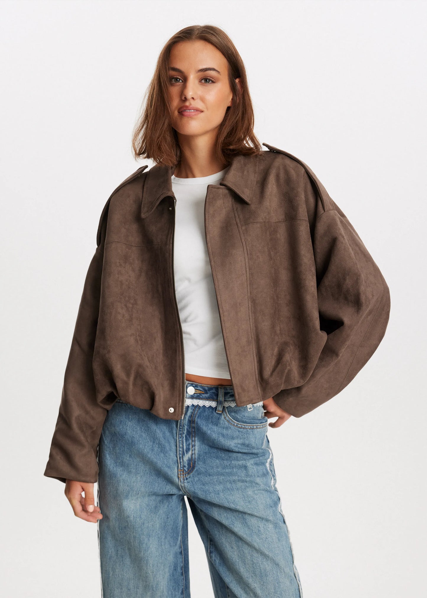 Valeria | Casual Jas met Suèdelook