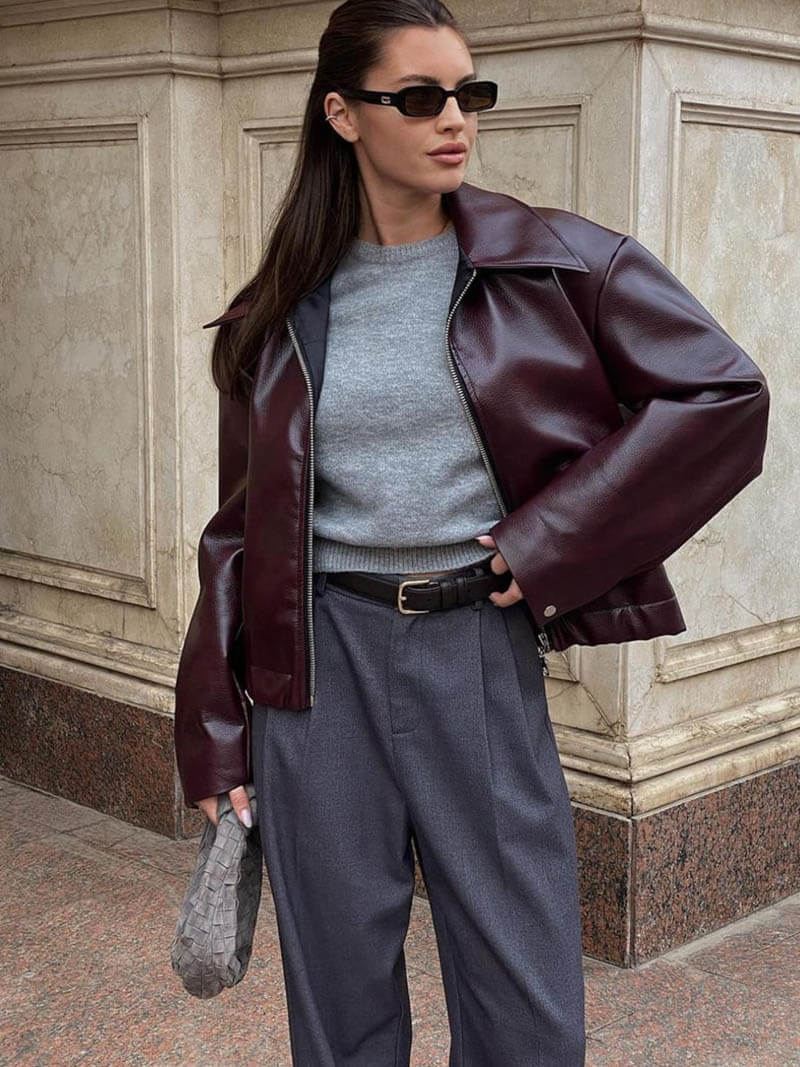 Ruby | burgundy leren jas