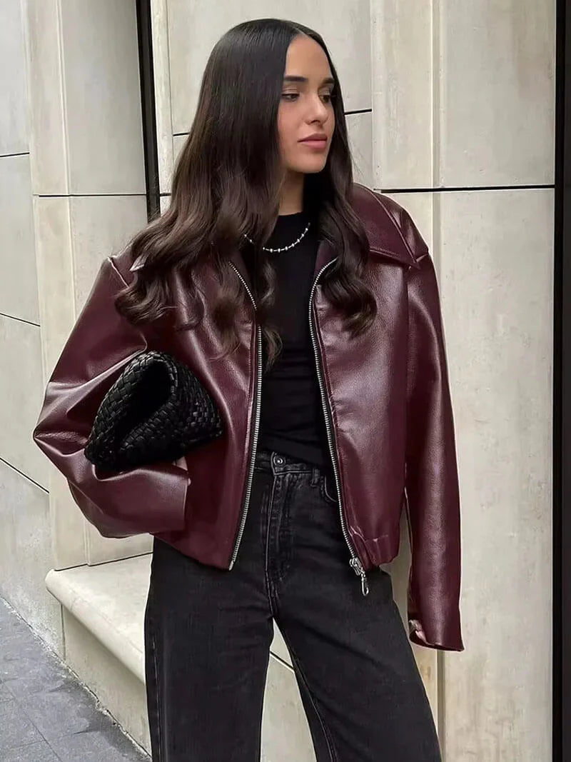 Ruby | burgundy leren jas