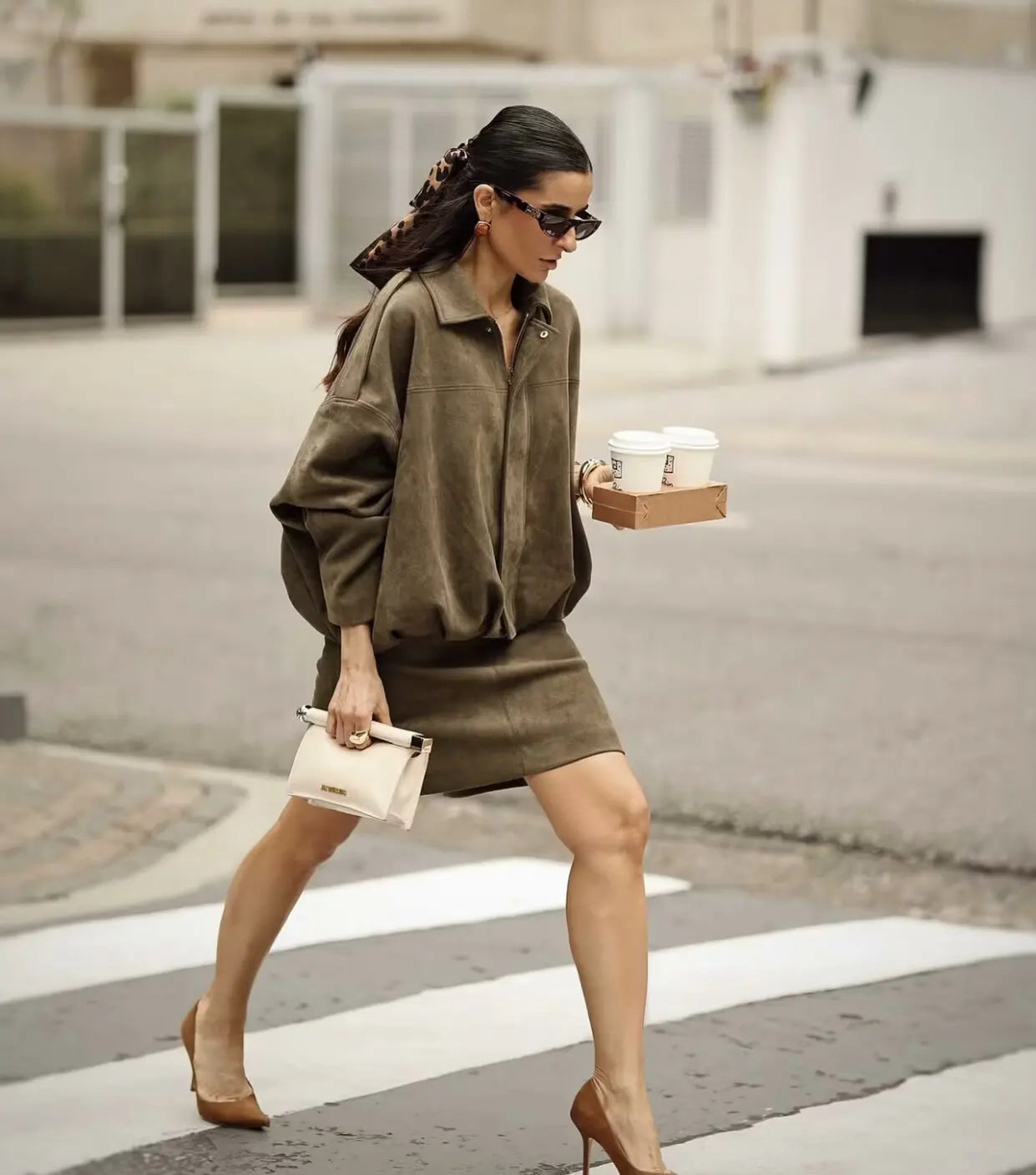Valeria | Casual Jas met Suèdelook
