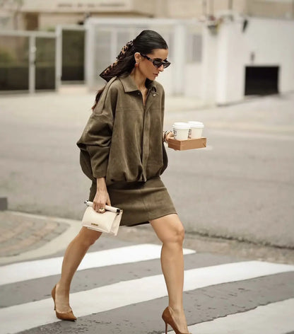 Valeria | Casual Jas met Suèdelook